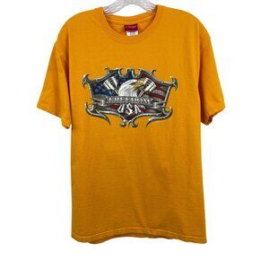 Sonoma Life Style Mens Freedom USA Graphic T-Shirt Yellow Medium Short Sleeve